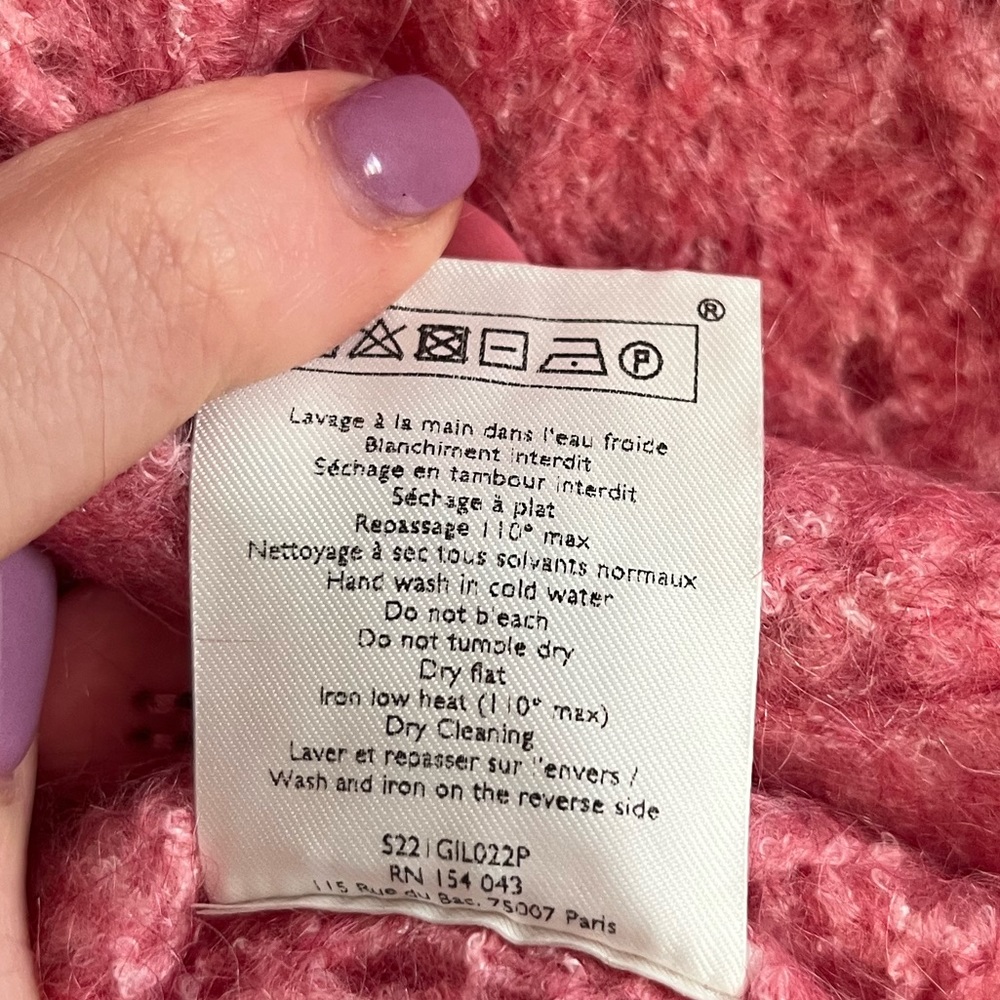 Sezane Pink Openwork Mohair Blend Cardigan - Picture 5 of 6